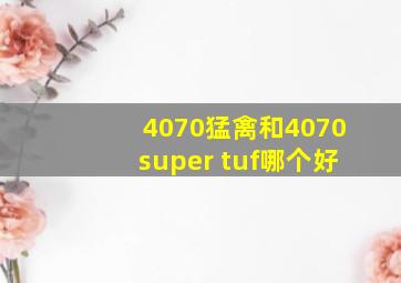 4070猛禽和4070super tuf哪个好